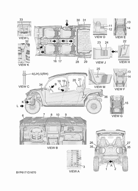 Yamaha B4J-F156E-10 Label, Warning 4 — shown on the Emblem & Label 1 parts diagram