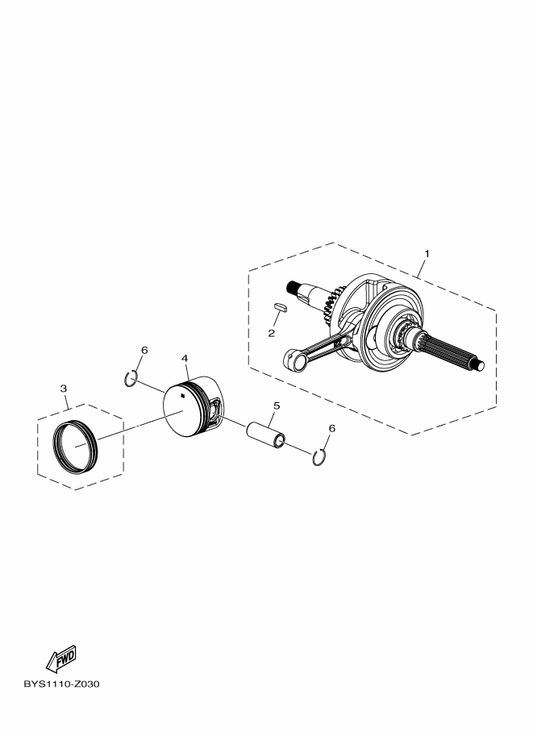 Yamaha BYS-E1620-00 Piston Ring Set — shown on the Crankshaft & Piston parts diagram