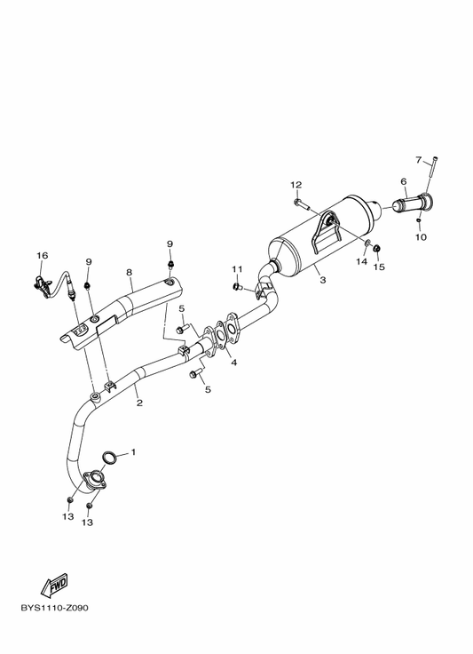 Yamaha BD3-F3876-10 Bolt — shown on the Exhaust parts diagram