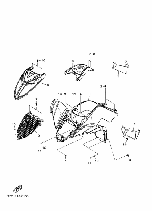 Yamaha BD3-E2467-00 Cover, Radiator — shown on the Front Fender parts diagram