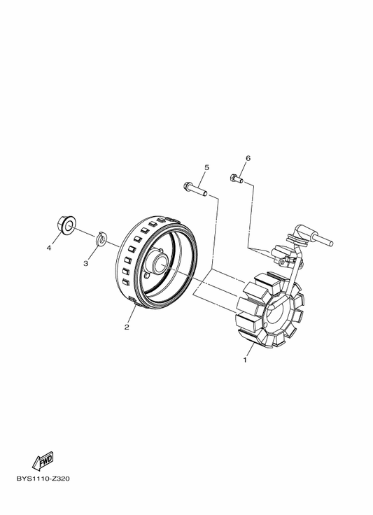 Yamaha BYS-H1450-00 Rotor Assy — shown on the Generator parts diagram