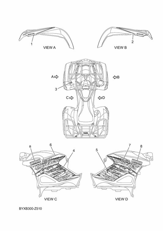 Yamaha BYX-F1784-10 Emblem 4 (Lh) — shown on the Graphics parts diagram