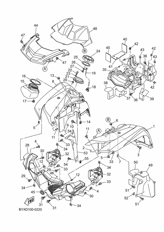Yamaha 2UD-F330D-C0 Front Panel Comp. — shown on the Front Fender parts diagram