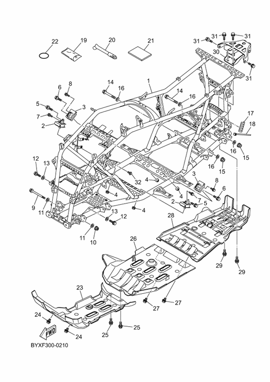 Yamaha BYX-F1110-00 Frame Comp. — shown on the Frame parts diagram