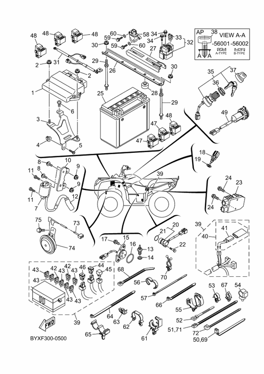 Yamaha 90464-12M35 Bride — shown on the Electrical 1 parts diagram