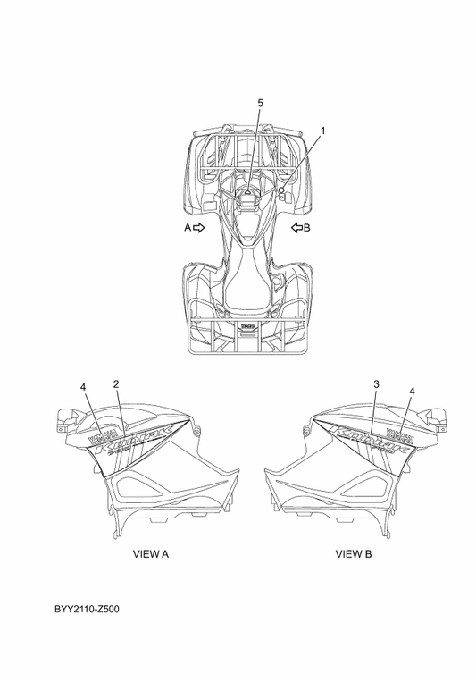 Yamaha BYY-F1781-00 Emblem 1 — shown on the Graphics parts diagram