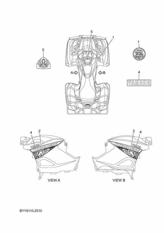 Yamaha BYY-F1781-10 Emblem 1 — shown on the Graphics parts diagram