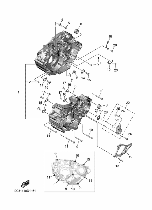 Yamaha 90105-06083 Bolt, Flange — shown on the Crankcase parts diagram