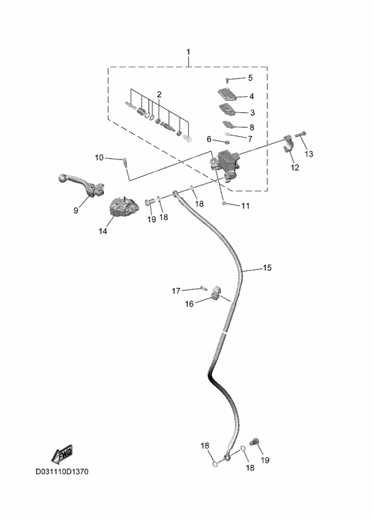 Yamaha 5XC-25854-G0 . Diaphragm, Reservoir — shown on the Front Master Cylinder parts diagram
