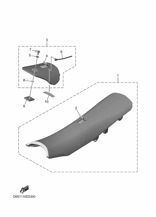 Yamaha 1SL-24734-00 . Band, Seat — shown on the Seat parts diagram
