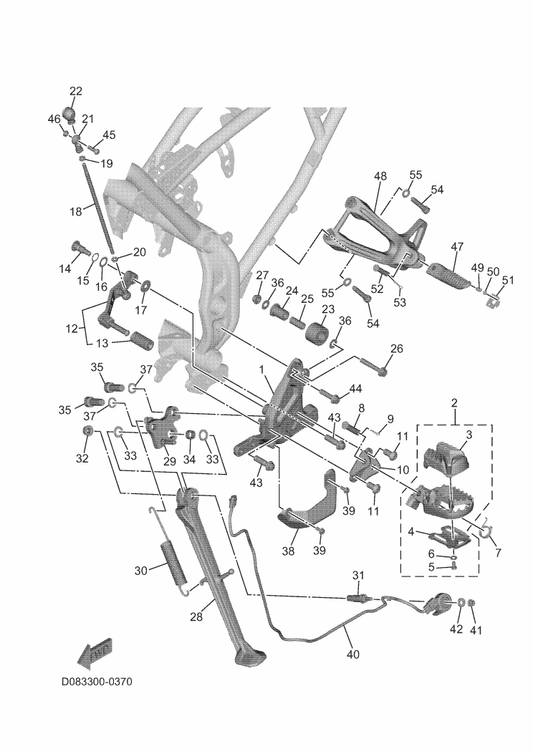 Yamaha 90201-06X00 Washer, Plate — shown on the Stand & Footrest parts diagram
