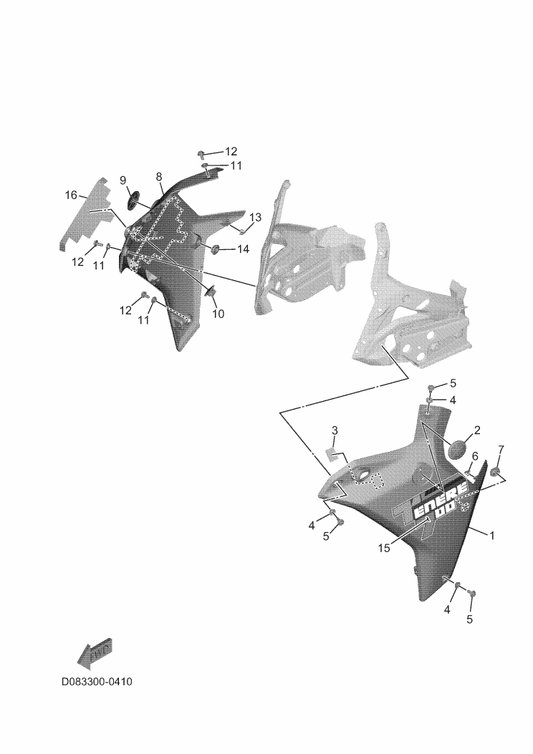 Yamaha D08-F8391-00 Graphic 1 — shown on the Cowling 2 parts diagram