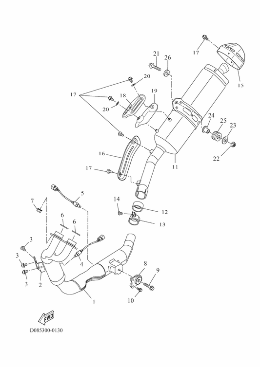 Yamaha BEH-E4628-10 Protector, Exhaust Pipe — shown on the Exhaust parts diagram