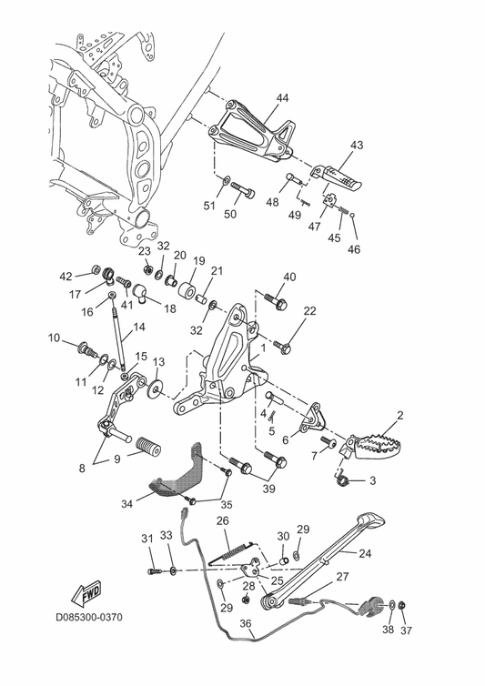 Yamaha BNW-F7411-00 Footrest 1 — shown on the Stand & Footrest parts diagram