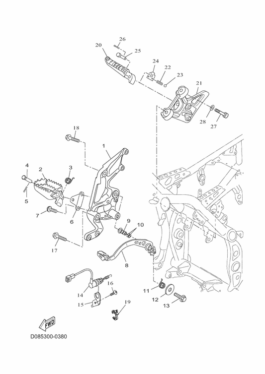 Yamaha BNW-F7421-00 Footrest 2 — shown on the Stand & Footrest 2 parts diagram