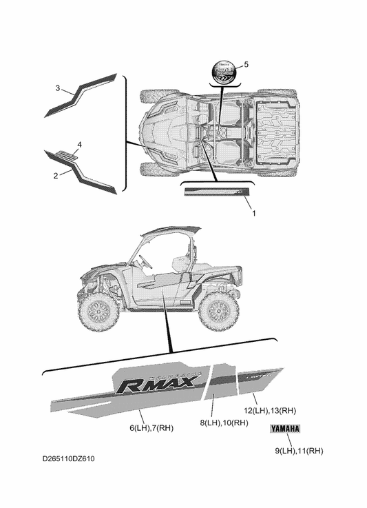 Yamaha BKP-F1786-10 Emblem 6 (Lh) — shown on the Graphics parts diagram