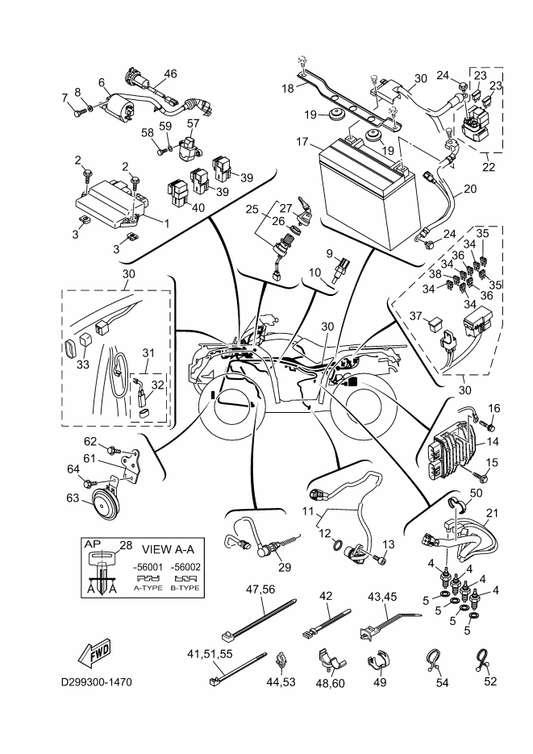 Yamaha D29-82590-00 Wire Harness Assy — shown on the Electrical 1 parts diagram