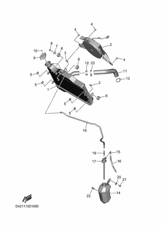 Yamaha D42-12461-00 Radiator Comp — shown on the Radiator & Hose parts diagram