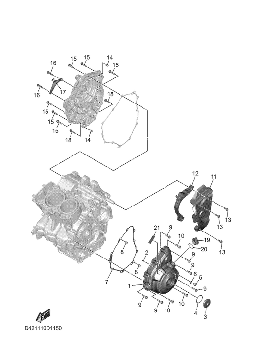 Yamaha D42-15441-00 Holder, Clutch Cable — shown on the Crankcase Cover 1 parts diagram