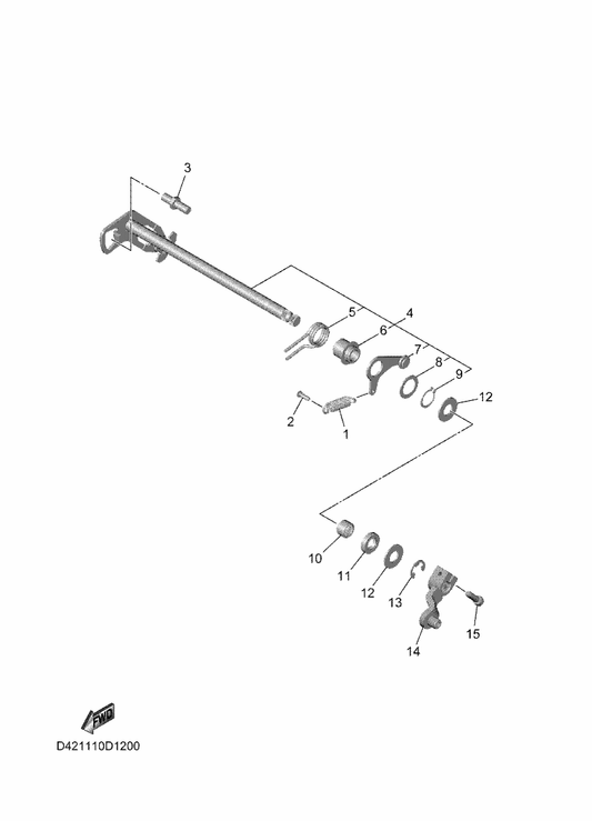 Yamaha D42-18112-00 Arm, Shift — shown on the Shift Shaft parts diagram