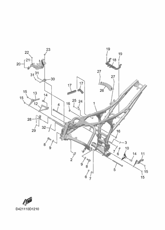 Yamaha D42-2115L-00 Bracket, Member 1 — shown on the Frame parts diagram