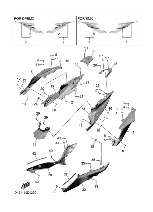 Yamaha D42-2171L-00 Mole, Side Cover 1 — shown on the Side Cover parts diagram