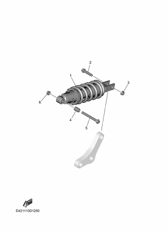 Yamaha D42-22210-70 Shock Absorber Assy, Rear — shown on the Rear Suspension parts diagram