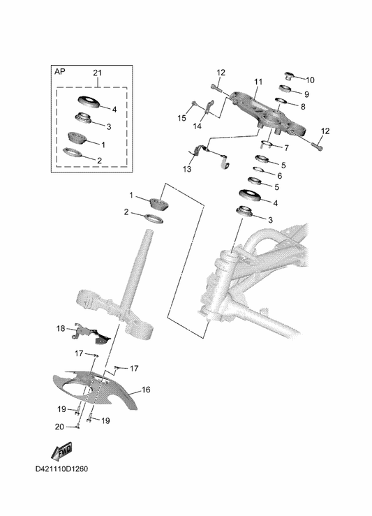 Yamaha D42-23435-00 Crown, Handle — shown on the Steering parts diagram