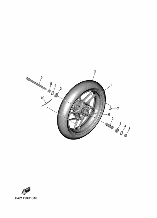 Yamaha 94112-17153 Tire 120/70Zr17M/C (58W) — shown on the Front Wheel parts diagram