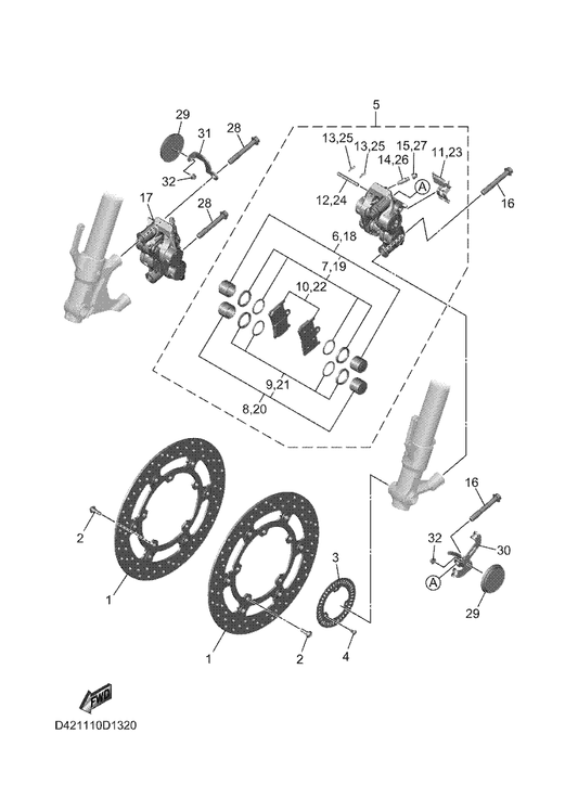 Yamaha BEB-2581T-00 Disk Brake Assy — shown on the Front Brake Caliper parts diagram
