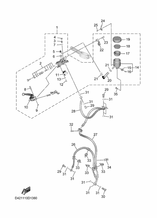 Yamaha D42-2583T-00 Master Cylinder Assy — shown on the Front Master Cylinder parts diagram