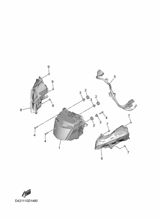 Yamaha D42-84300-00 Headlight Assy — shown on the Headlight parts diagram