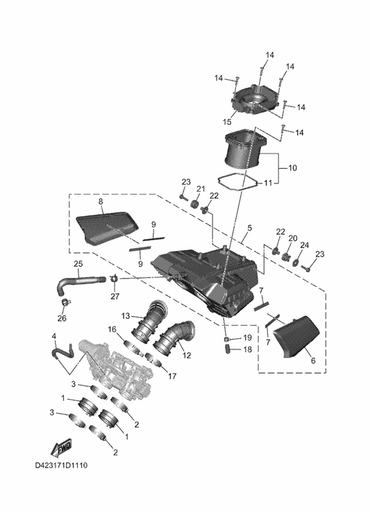 Yamaha D42-14417-00 . Cover 1 — shown on the Intake parts diagram