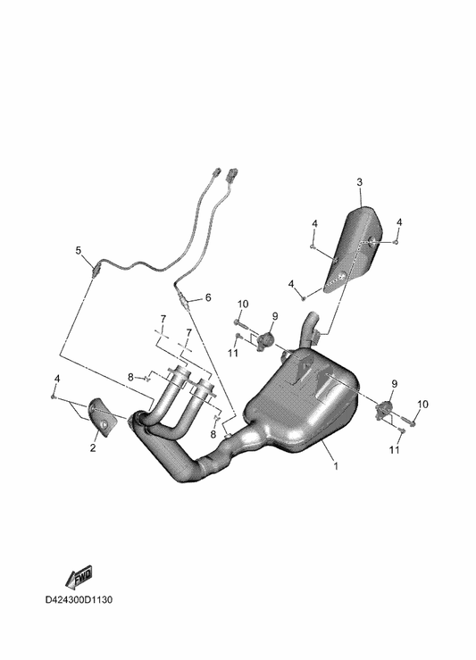 Yamaha D42-14703-00 Muffler Comp. 1 — shown on the Exhaust parts diagram