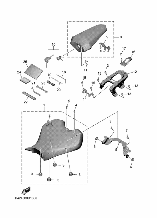 Yamaha D42-24711-00 . Cover, Single Seat — shown on the Seat parts diagram