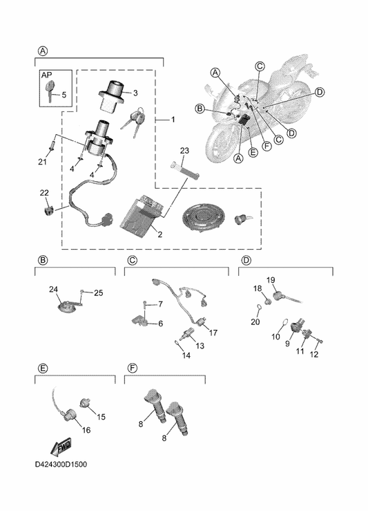 Yamaha D42-82509-00 Wire, Sub Lead — shown on the Electrical 2 parts diagram