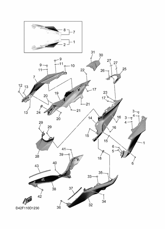 Yamaha D42-2171X-00-P2 Cover, Side 6 — shown on the Side Cover parts diagram