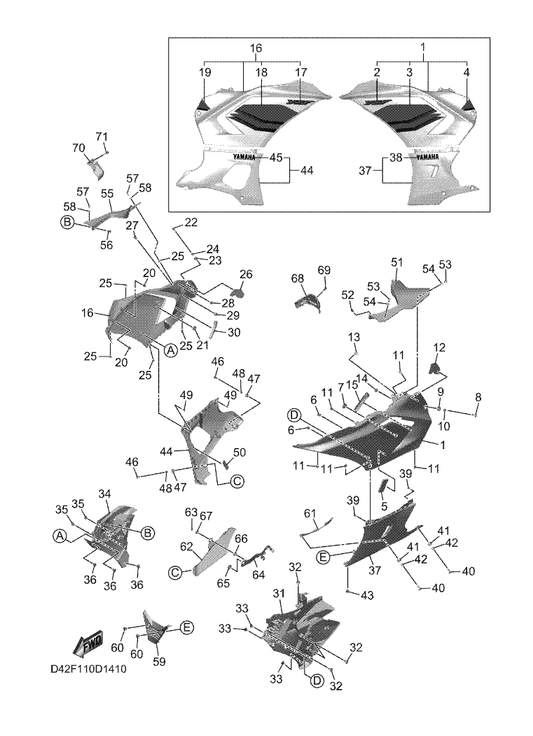 Yamaha 5GJ-21717-00 Damper — shown on the Cowling 2 parts diagram