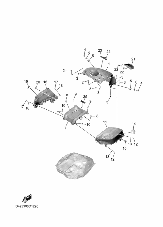 Yamaha D42-241B1-00-0X Cover, Tank — shown on the Fuel Tank 2 parts diagram
