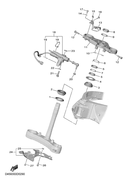 Yamaha B3L-23490-01 Handlebar Shimmy Damper Assy — shown on the Steering parts diagram