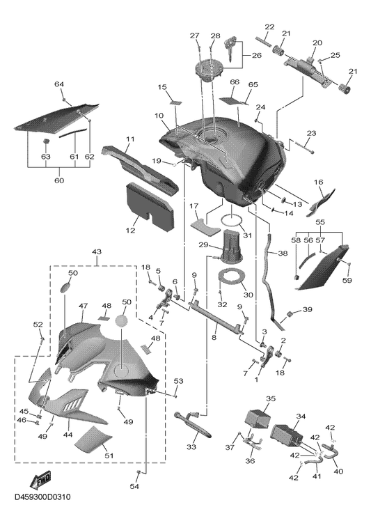 Yamaha 2CR-24110-10-P6 Fuel Tank Comp. — shown on the Fuel Tank parts diagram
