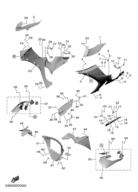 Yamaha 90269-05012 Rivet — shown on the Cowling 2 parts diagram