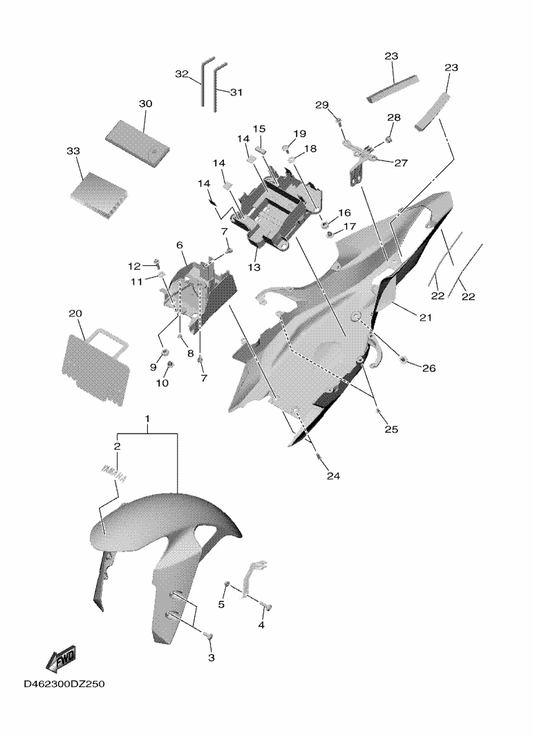 Yamaha 2KS-Y2151-00 Front Fender Assy — shown on the Fender parts diagram