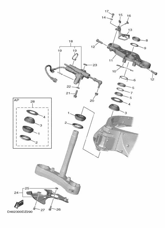 Yamaha B4S-23389-00 Guide, Cable — shown on the Steering parts diagram