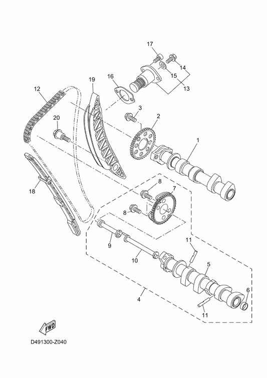 Yamaha B4T-E2170-00 Camshaft Assy 1 — shown on the Camshaft & Chain parts diagram