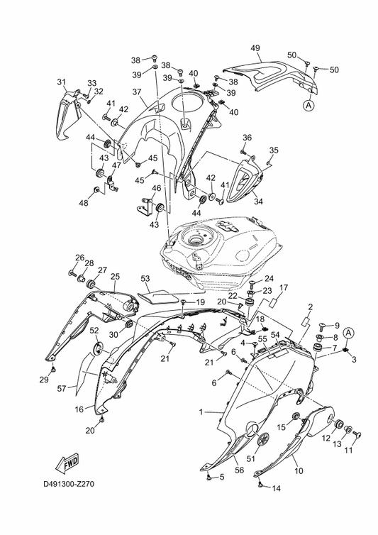Yamaha 90111-06122 Bolt, Hexagon Socket Button — shown on the Fuel Tank 2 parts diagram