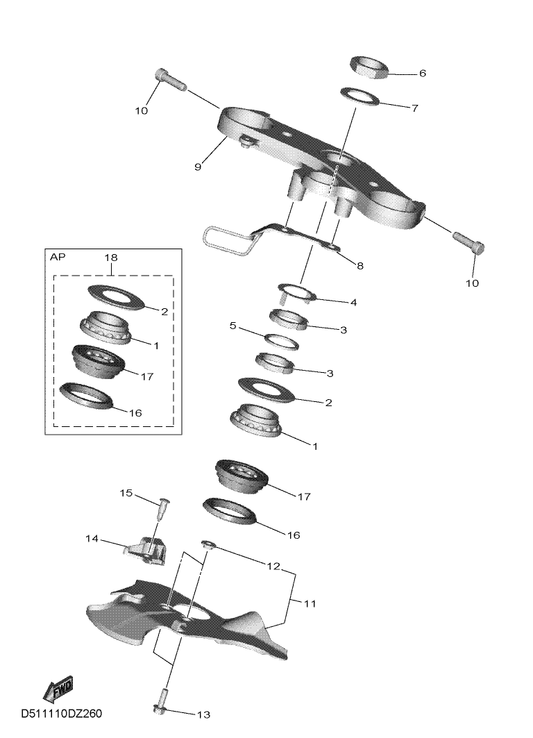 Yamaha BN6-23808-01 Steering Cover Assy — shown on the Steering parts diagram