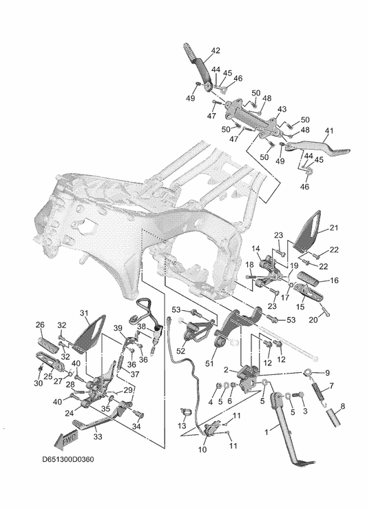 Yamaha BEA-27442-00 Bracket 2 — shown on the Stand & Footrest parts diagram