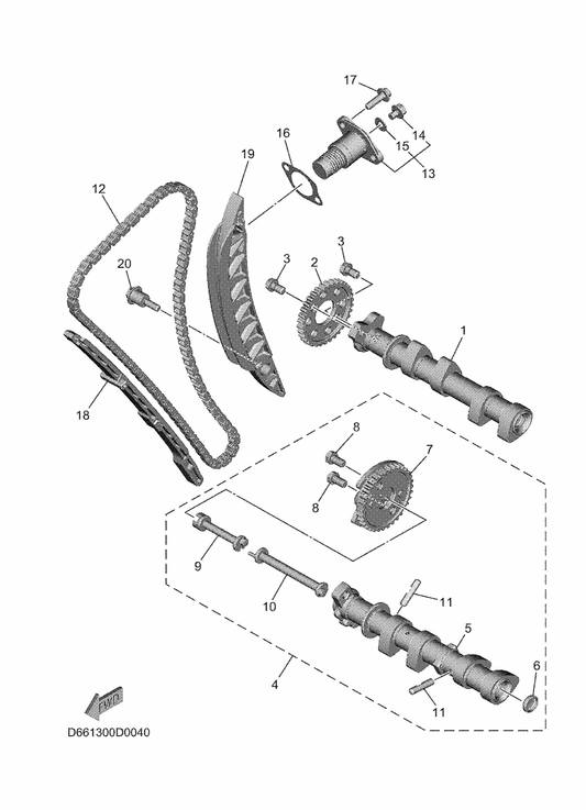 Yamaha BU3-E2181-10 . Camshaft 2 — shown on the Camshaft & Chain parts diagram