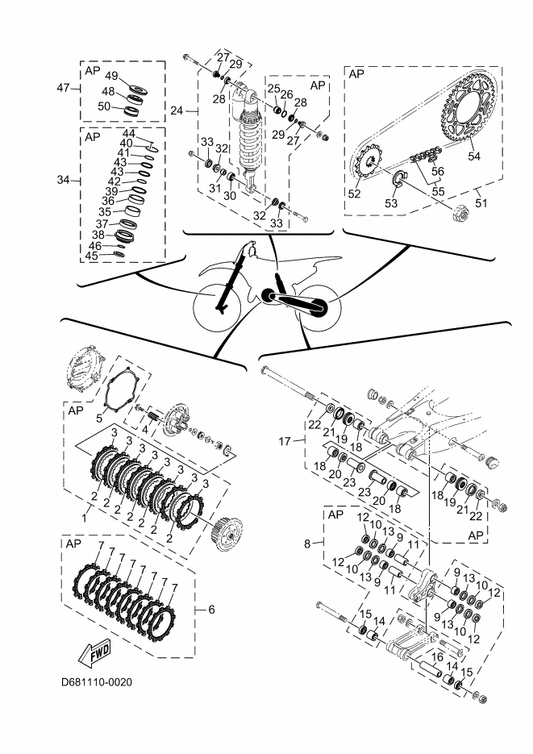 Yamaha B1B-W002E-00 Shock Linkage Bearing Kit — shown on the Maintenance Parts Kit parts diagram